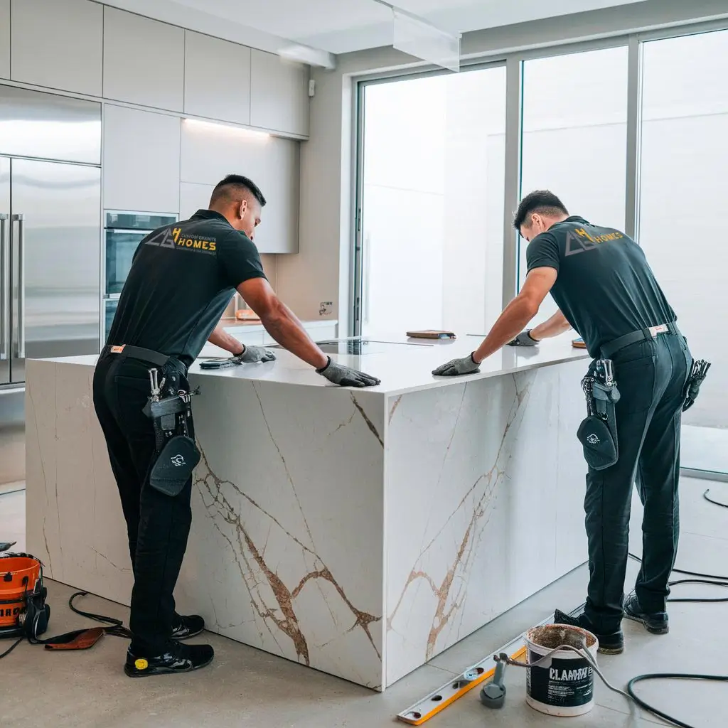 Custom granite countertops fabricated and installed by Custom Granite Homes in Denver.